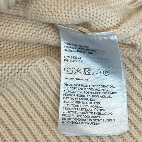 H&M Floral Embroidered Balloon Sleeve Bohemian Crew Neck Sweater Cream Women XXS - Picture 5 of 5